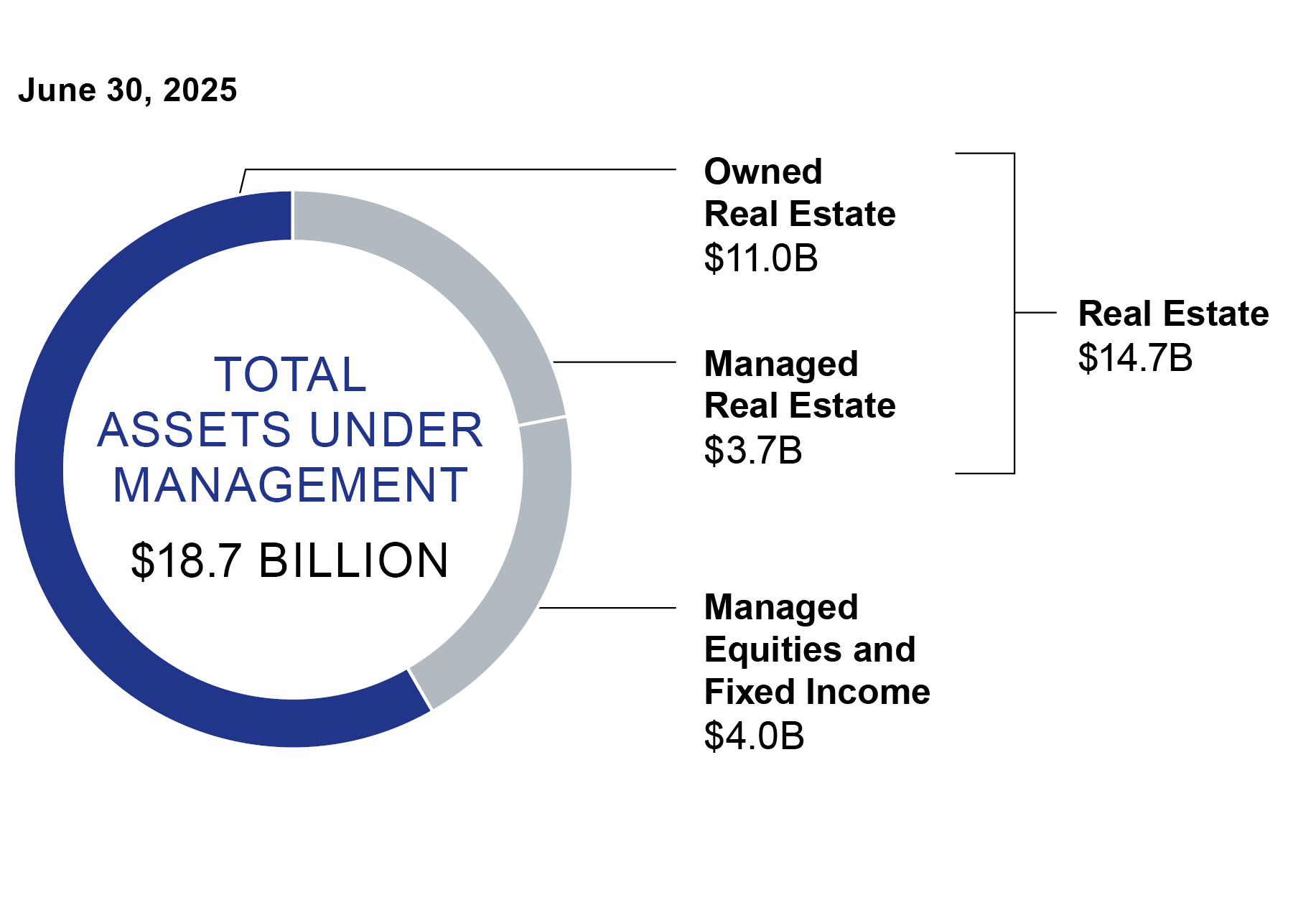 This pie chart shows the total assets under management.