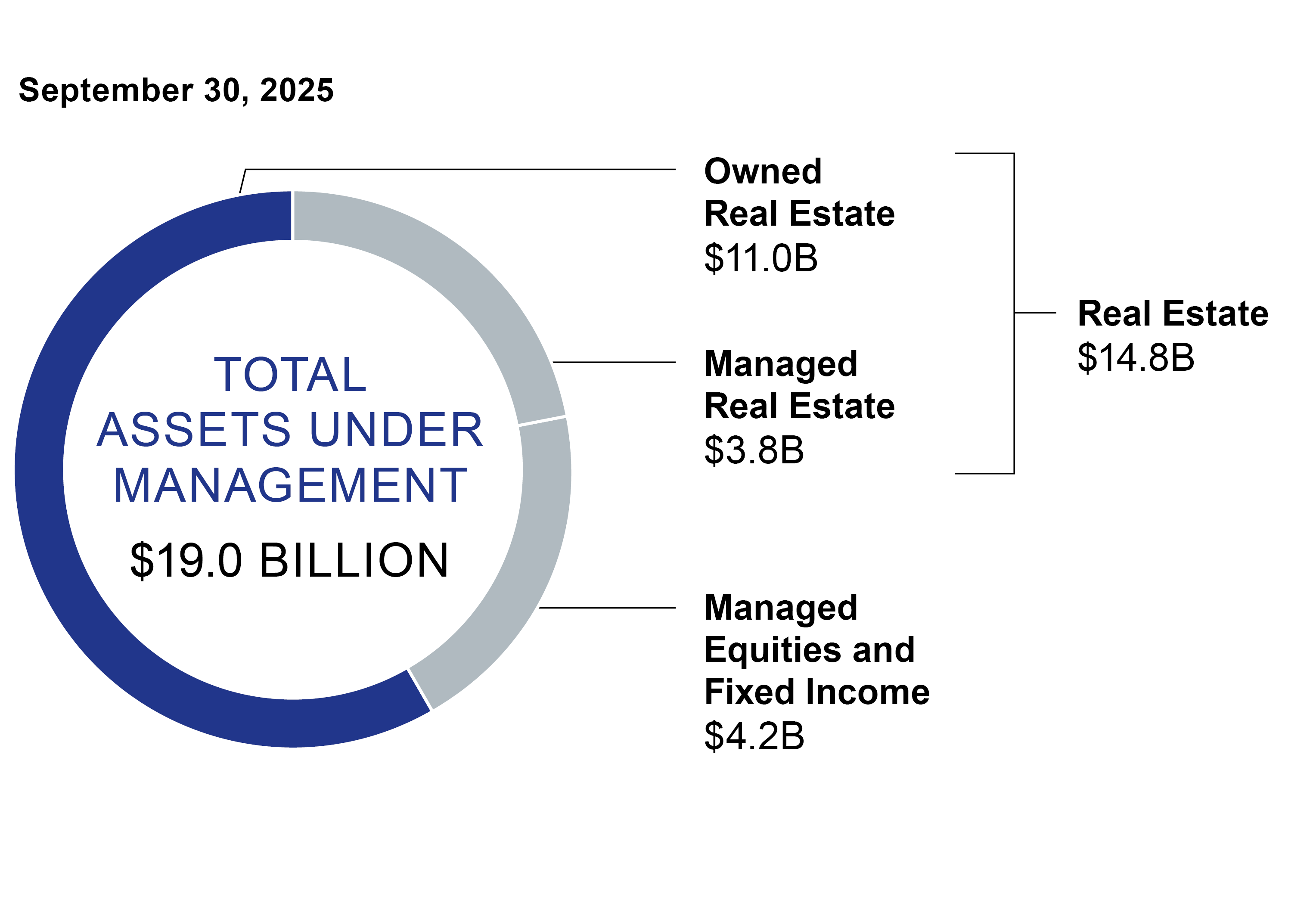 This pie chart shows the total assets under management.