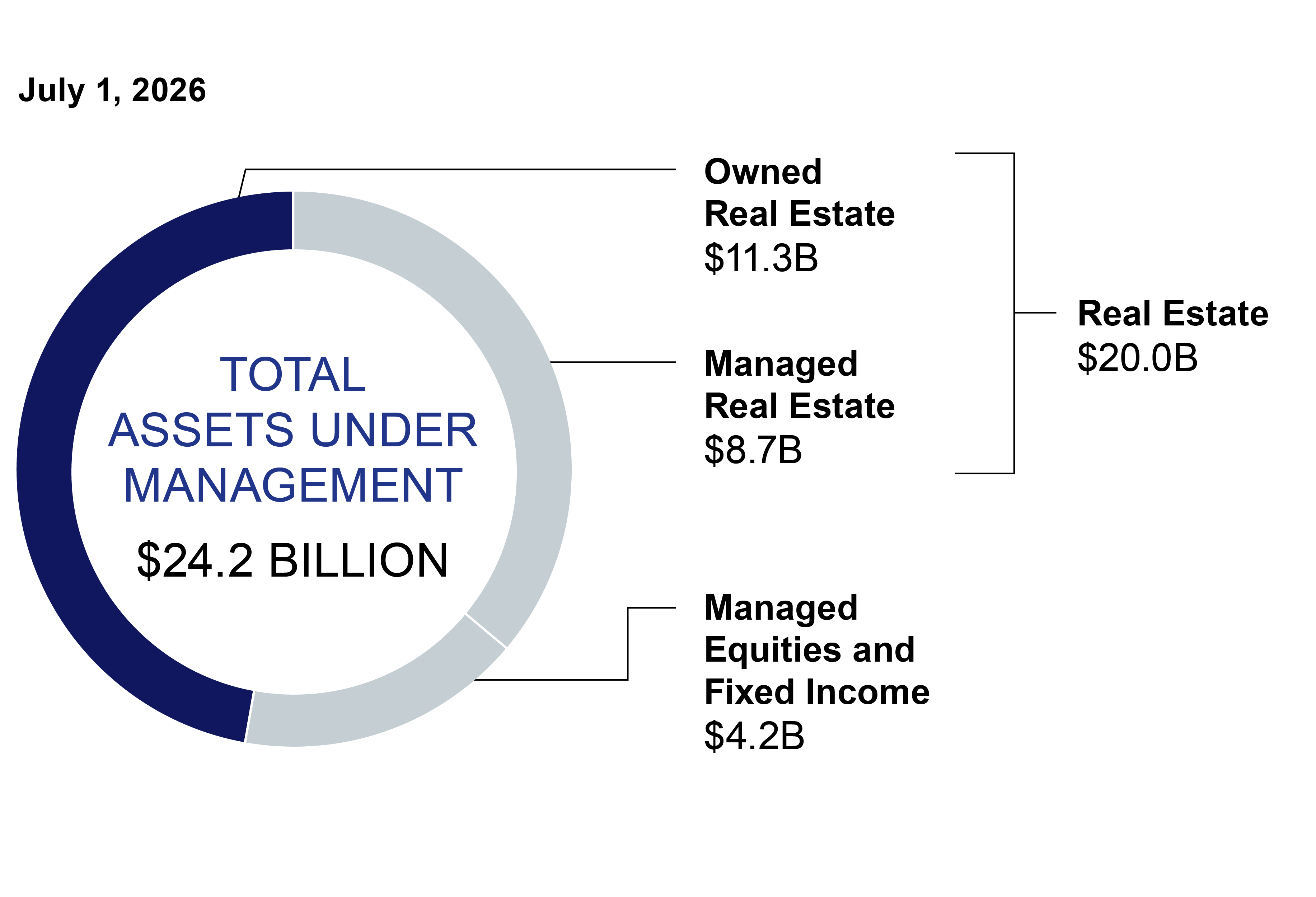 This pie chart shows the total assets under management.